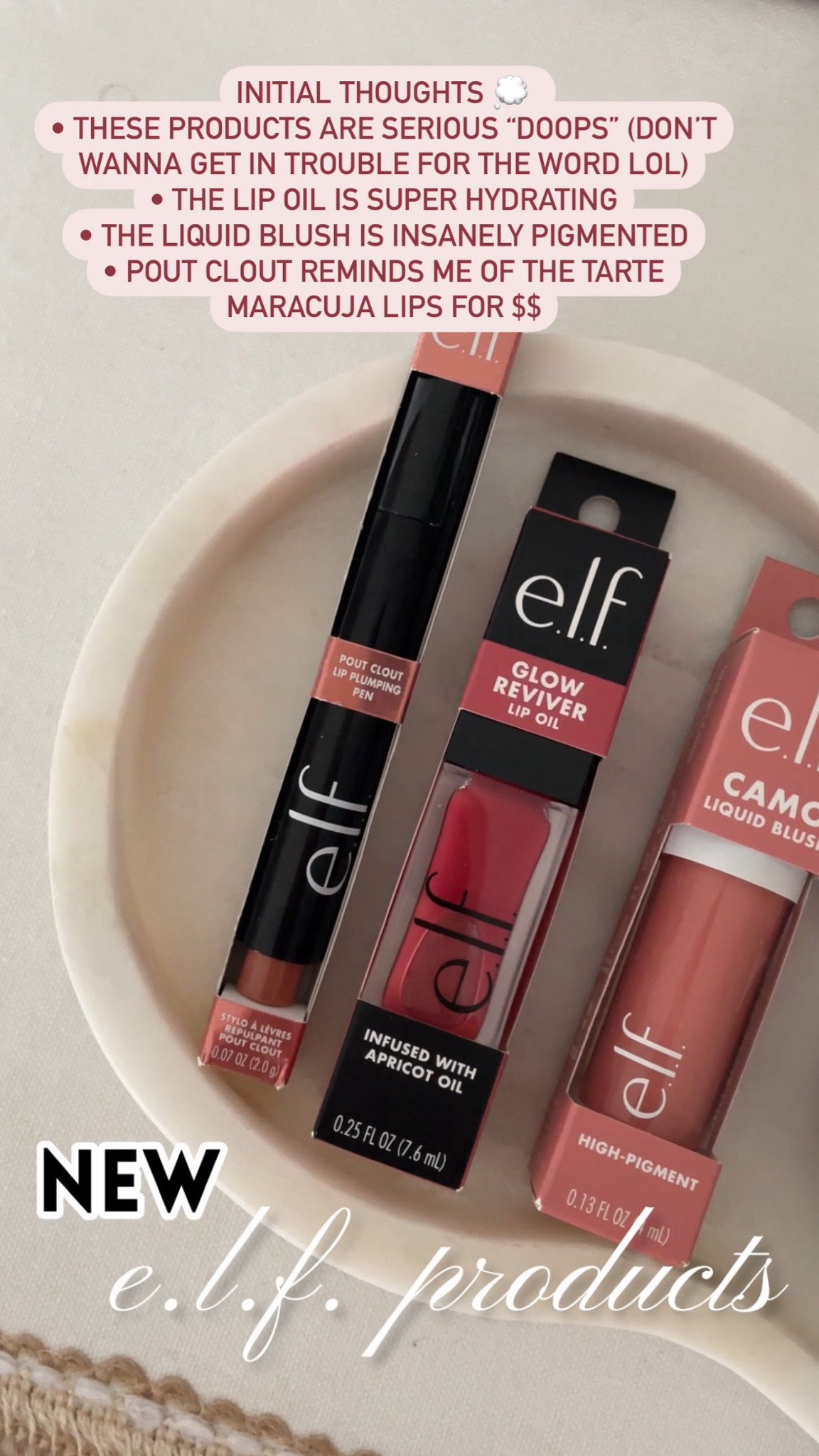 🚨 All e.l.f. products will be on sale 40% off a $35 purchase starting March 8th!!! Stay tuned!!! 🚨🥰🫶🏻
⬇️ DETAILS ON MY SHADES ⬇️
Clout Pout Pen: shade toasted 
Camo Liquid Blush: shade dusty rose
Glow Reviver Lip Oil: rose envy
Halo Glow Setting Powder: shade fair 

Follow my shop @affordablebyamandablog on the @shop.LTK app to shop this post and get my exclusive app-only content!

#LTKbeauty #LTKsalealert #LTKSpringSale