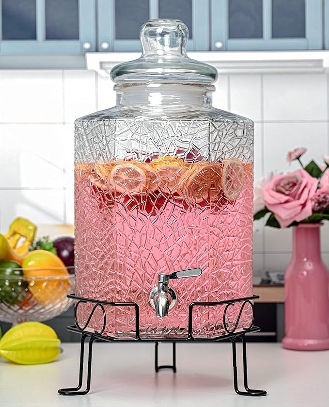 2.5 Gallon Glass Beverage Dispenser Stainless Spigot and Stand | Amazon (US)
