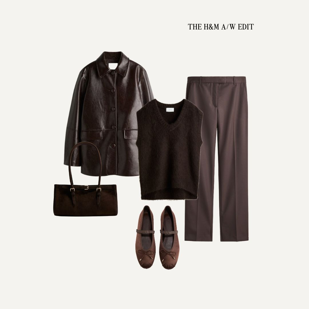 A full chocolate brown look & we're obsessed! 

Leather jacket, autumn outfit, tailored trousers, knitted vest, ballet pumps 

 #LTKuk #LTKautumn #LTKstyletip