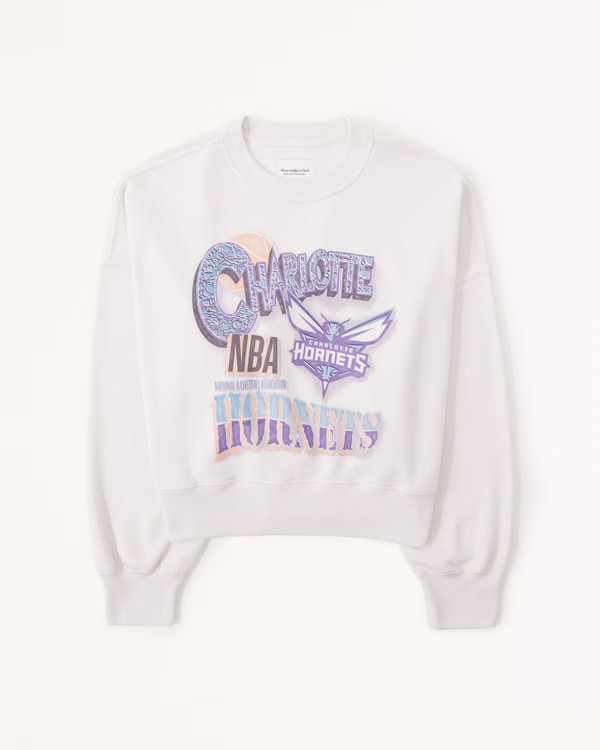 Women's Charlotte Hornets Graphic Sunday Crew | Women's Clearance | Abercrombie.com | Abercrombie & Fitch (US)