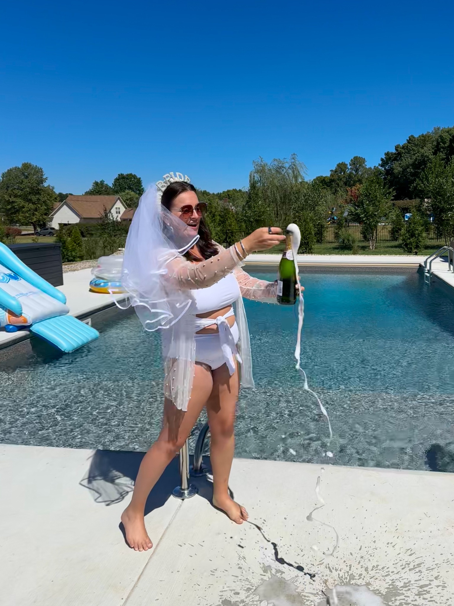 Cutest swimsuit and coverup for my bachelorette party! Wearing a size Large in both  

#LTKWedding #LTKSwim #LTKParties