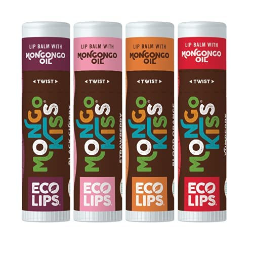 Eco Lips Mongo Kiss Organic Lip Balm 4 Pack Blood Orange, Yumberry, Strawberry Lavender, Black Ch... | Amazon (US)