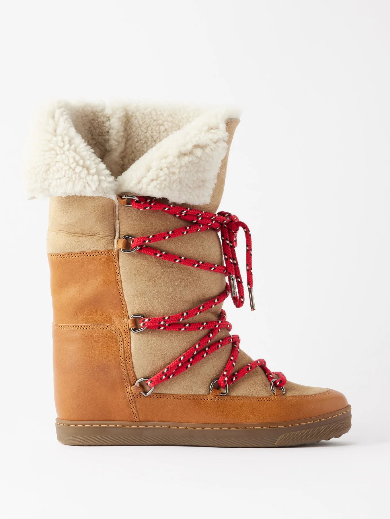 Nowly shearling-trim leather wedge boots | Isabel Marant | Matches (US)