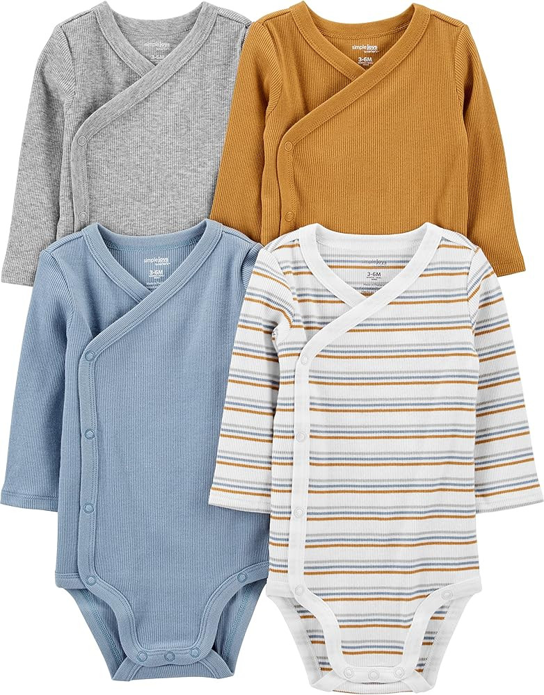 Simple Joys by Carter's Unisex Babies' Textured Bodysuits, Pack of 4 | Amazon (US)