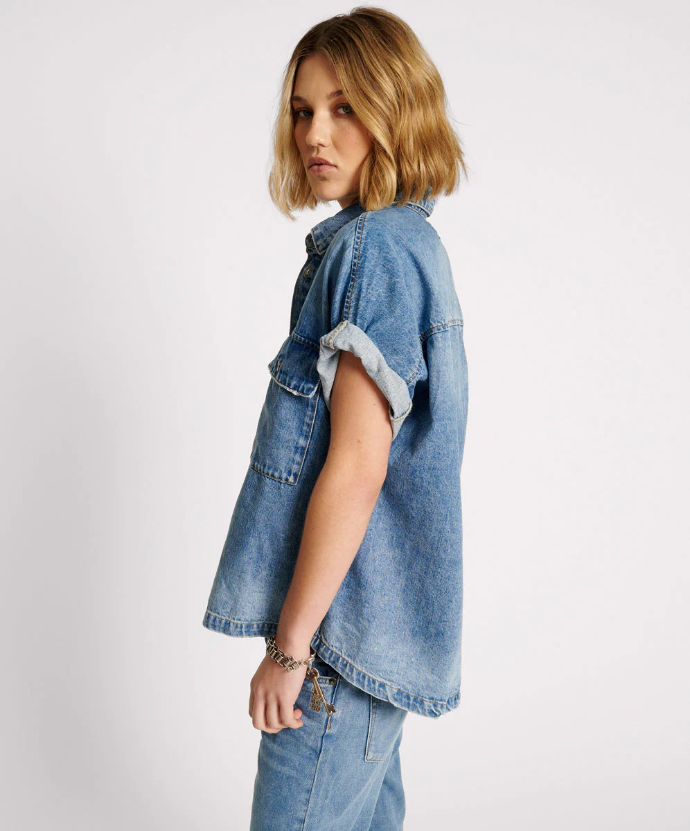 Blue Rapture Cut Off Denim Shirt | One Teaspoon | OneTeaspoon