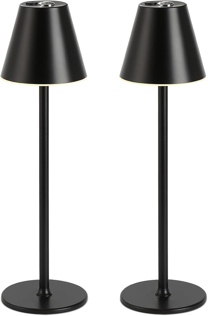 2 Pack LED CordlessTable Lamp,4000mAh Rechargeable Battery Desk lamp,3 Level Brightness Night Lig... | Amazon (US)