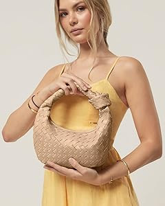 Woven Bag for Women - Woven Purses - Small Hobo Bags - Fashion Knotted Top Handle Handbags Clutch... | Amazon (US)