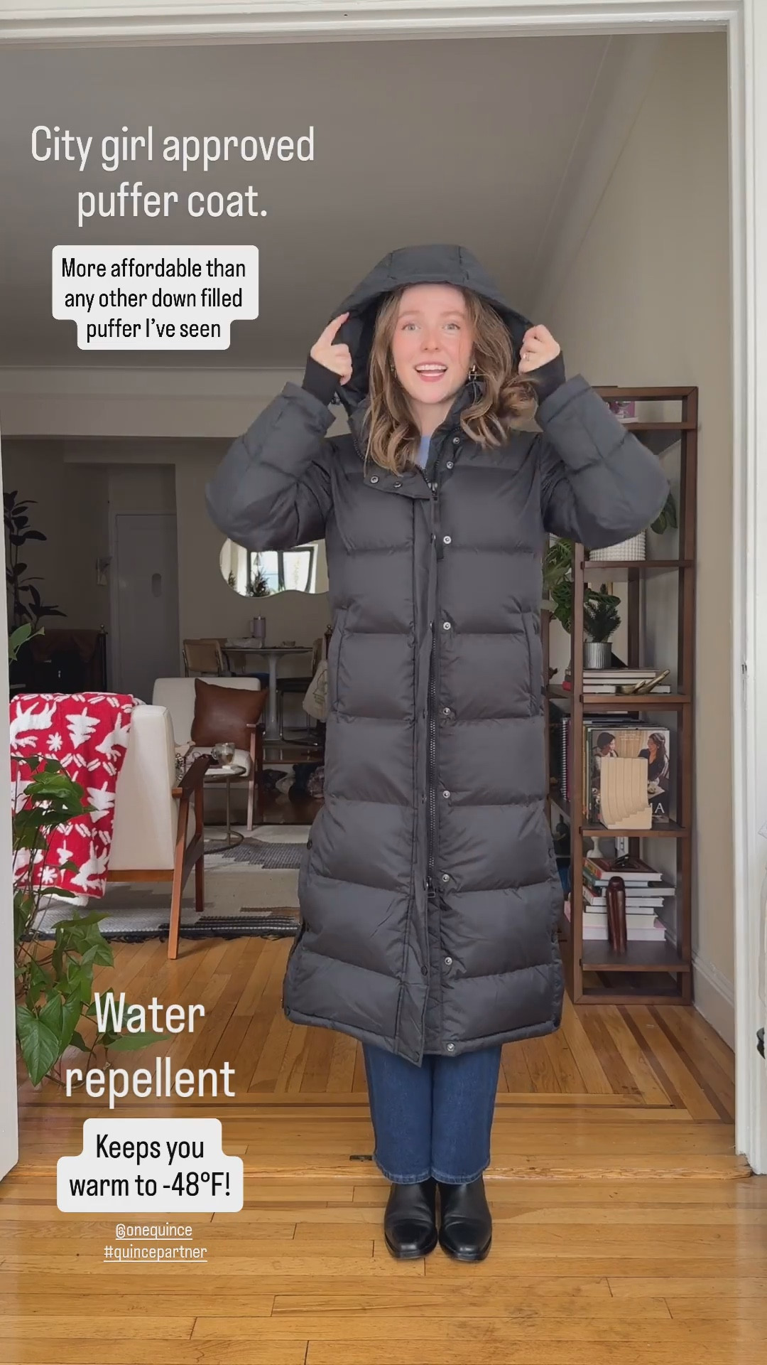 The coziest down filled puffer to keep you warm to -34°F! Wearing xs. Good is removable, water resistant. Zipper & snaps. @onequince #quincepartner

#LTKSeasonal