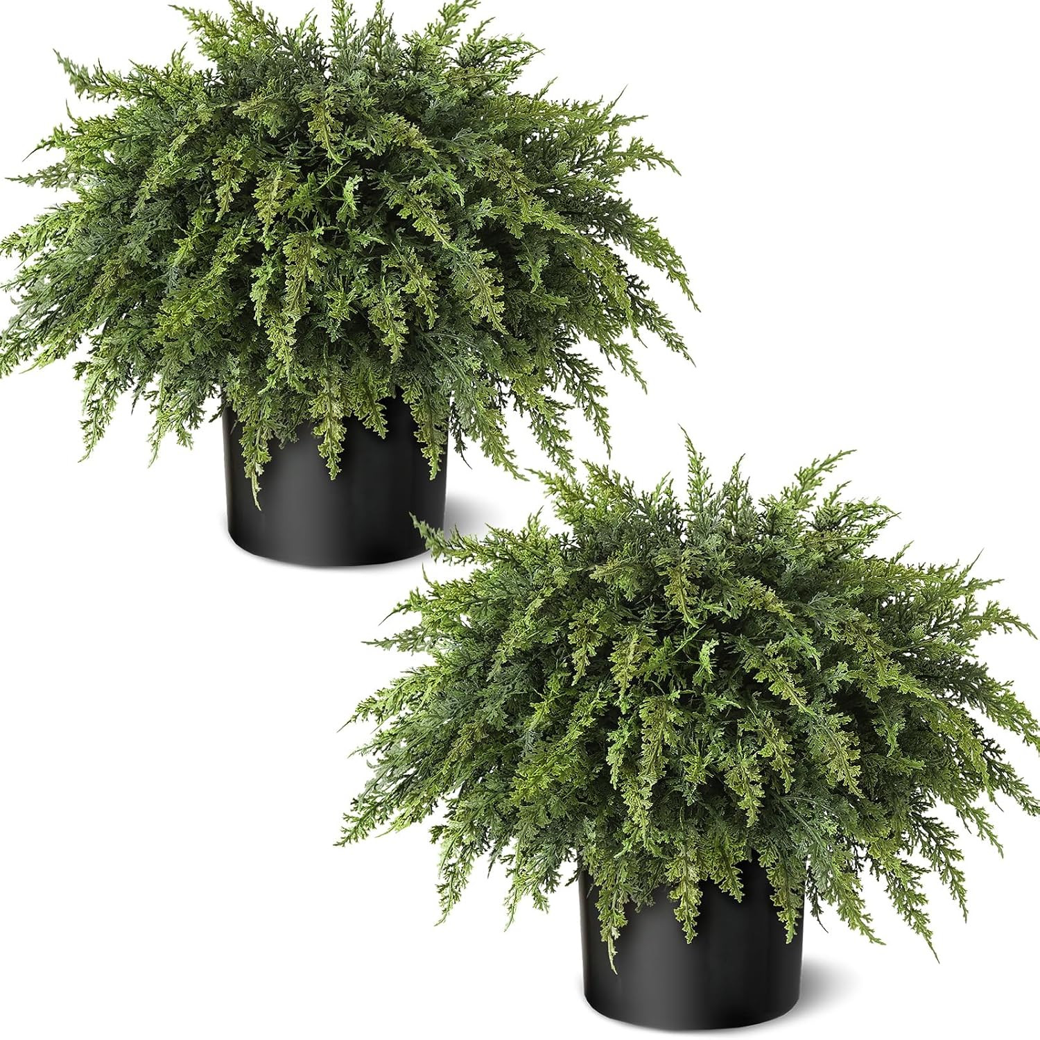 2Pcs Artificial Cedar Potted Plant Christmas Greenery for Front Porch Decor | Amazon (US)