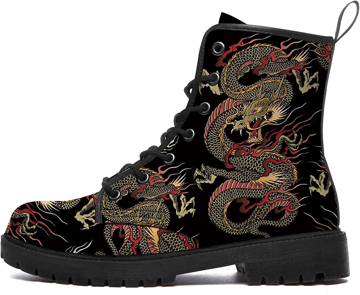 Dragon Boots Womens Mens Combat Boots Waterproof Ankle Bootie Lace Up Anti-Slip Boots Work Shoes ... | Amazon (US)