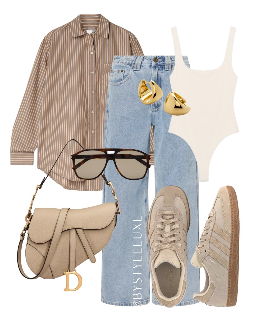 SHIRT - A neutral striped shirt with staple blue jeans and @adidas sambas for everyday 

#jeans #shirt #trainers

#LTKspring #LTKsummer #LTKuk