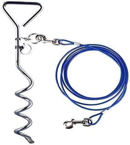 Relux Pet Dog Yard Stake Tie Out Cable 16 ft for Outdoor Yard and Camping,Medium to Large Dogs Up... | Amazon (US)