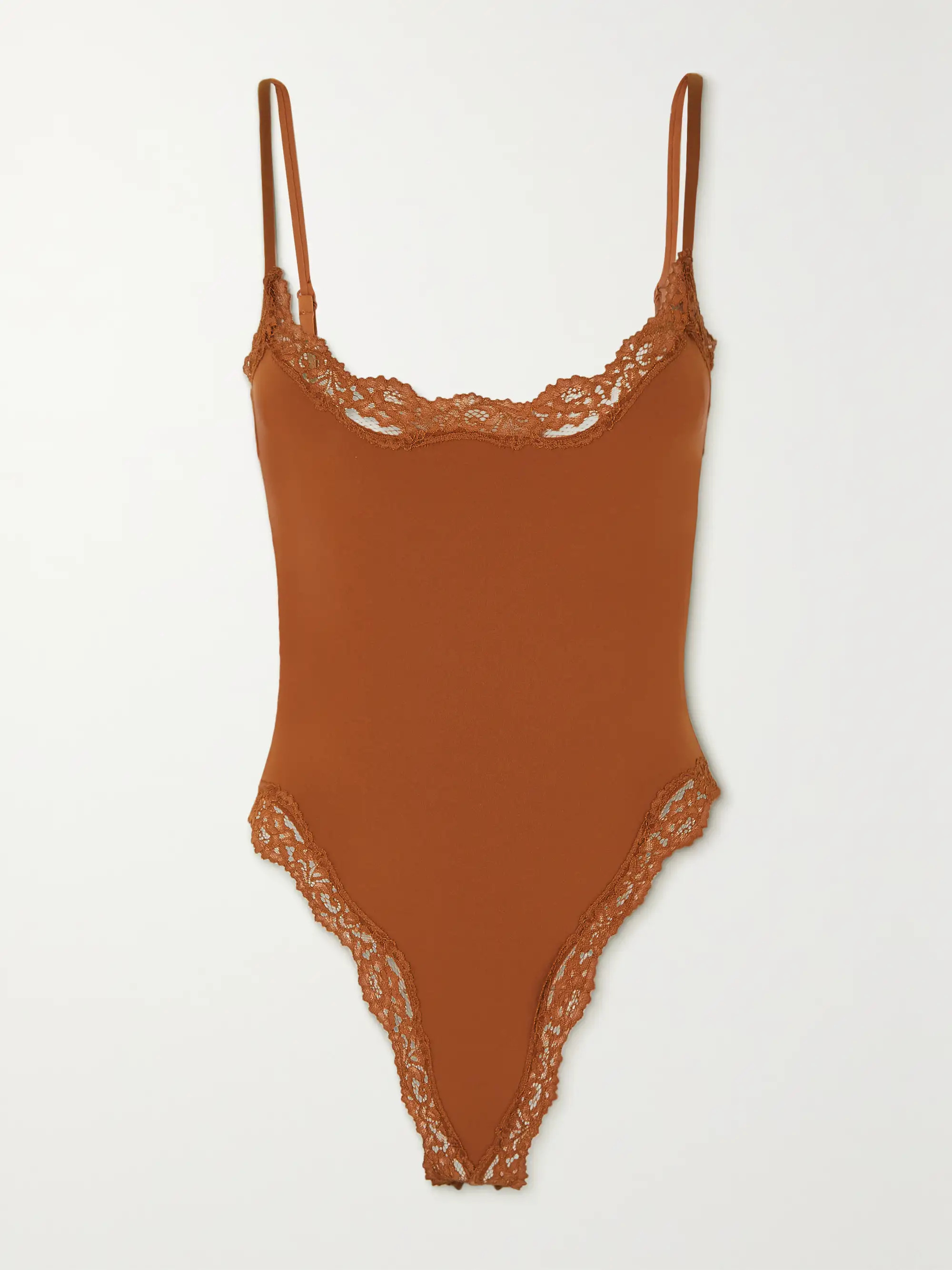 SKIMS Fits Everybody Corded Lace Cami Bodysuit - Bronze | NET-A-PORTER | NET-A-PORTER (UK & EU)
