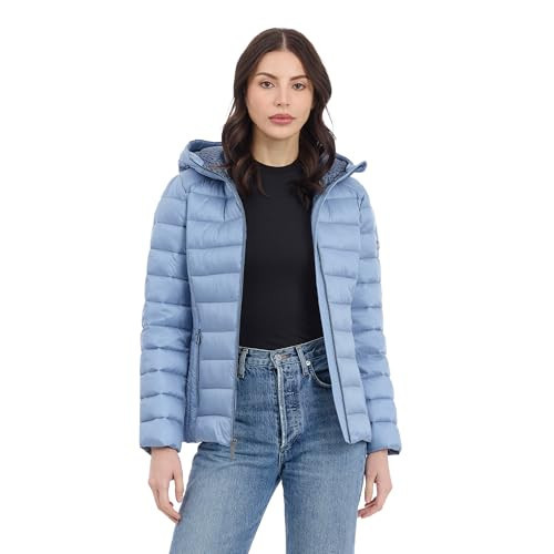 Michael Kors Women's Packable Puffer Jacket, Lightweight Down Alternative, Blue, X-Large | Amazon (US)