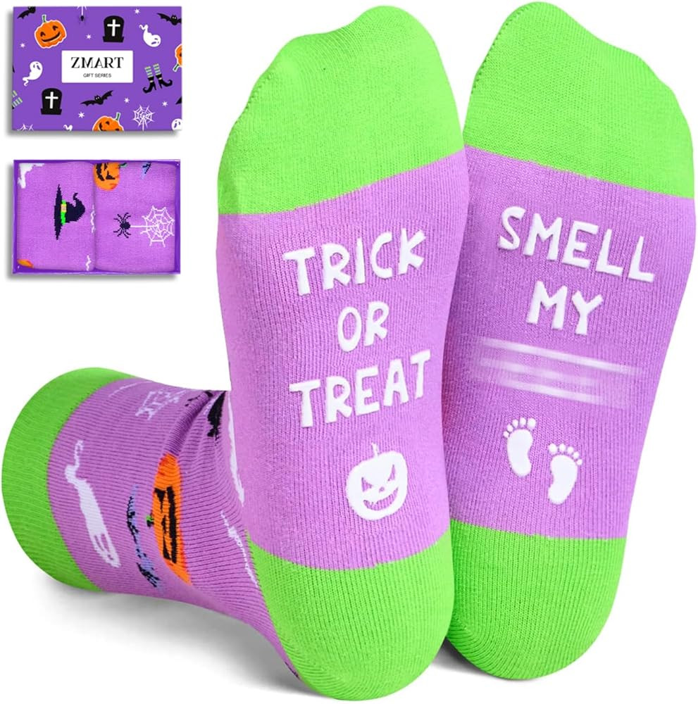 Zmart Crazy Silly Funny Socks for Kids - Halloween Gifts Pumpkin Witch Socks for Boys Girls | Amazon (US)