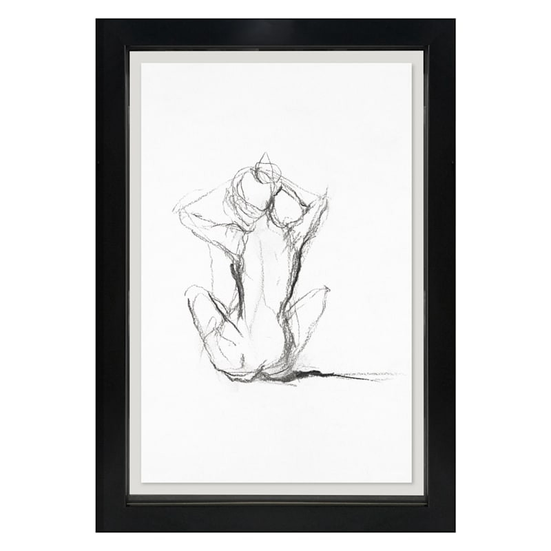 Glass Framed Figure Sketch Wall Art, 23x33 | At Home