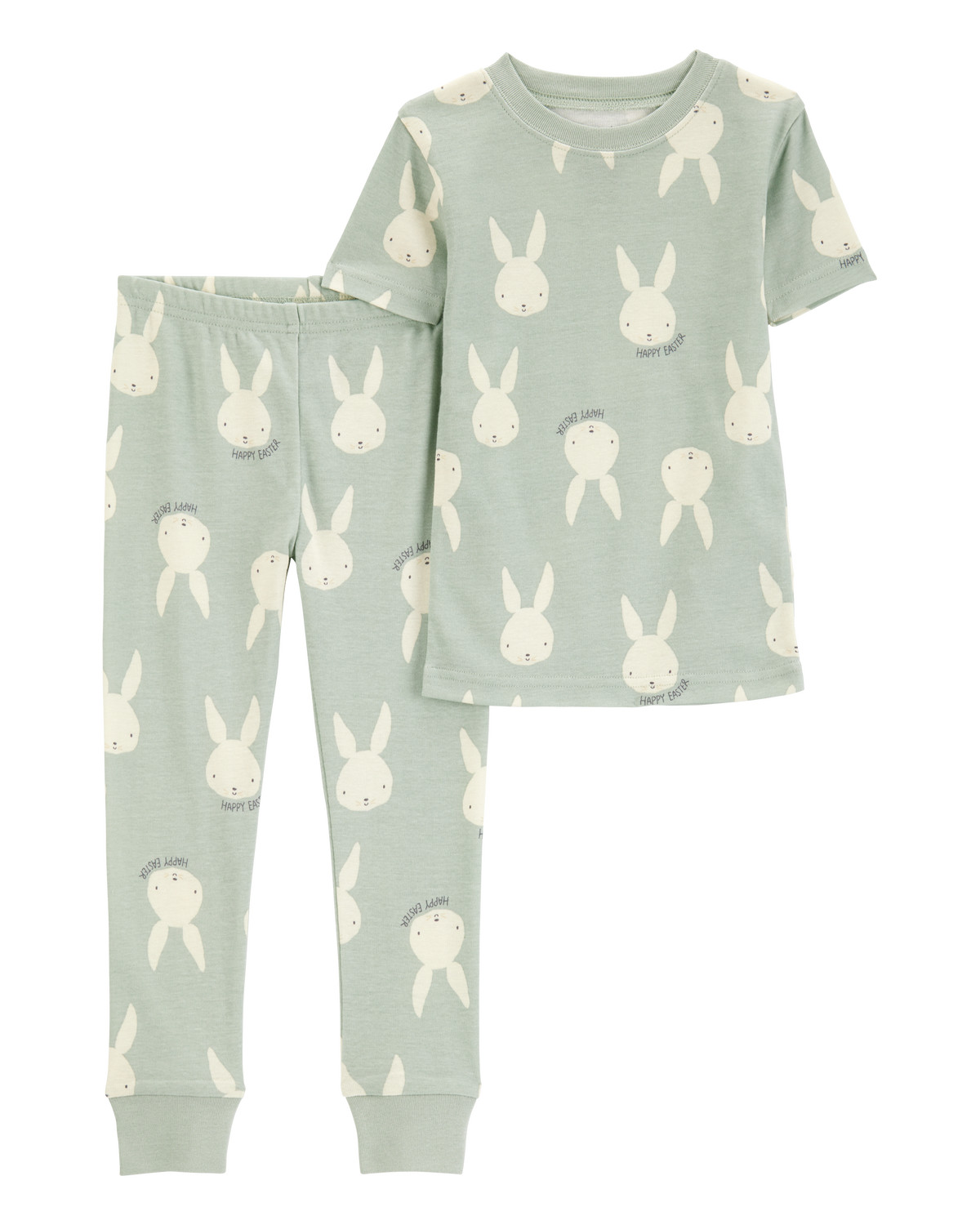 Toddler Bunny Print Easter Snug Fit Cotton 2-Piece Pajamas - Green | Carter's Inc