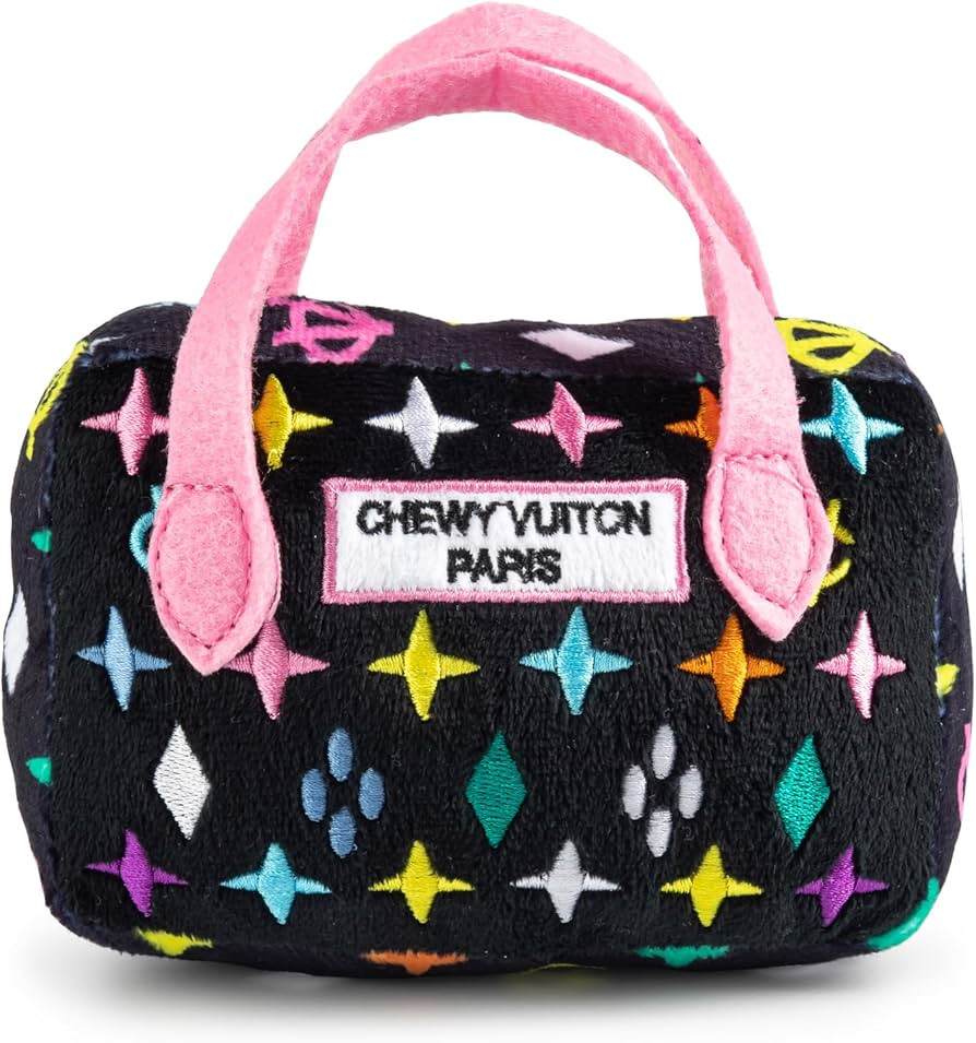 Haute Diggity Dog Black Monogram Chewy Vuiton Handbag, Plush Designer Dog Toys with Interactive S... | Amazon (US)