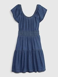 Denim Flutter Sleeve Tiered Mini Dress | Gap (US)