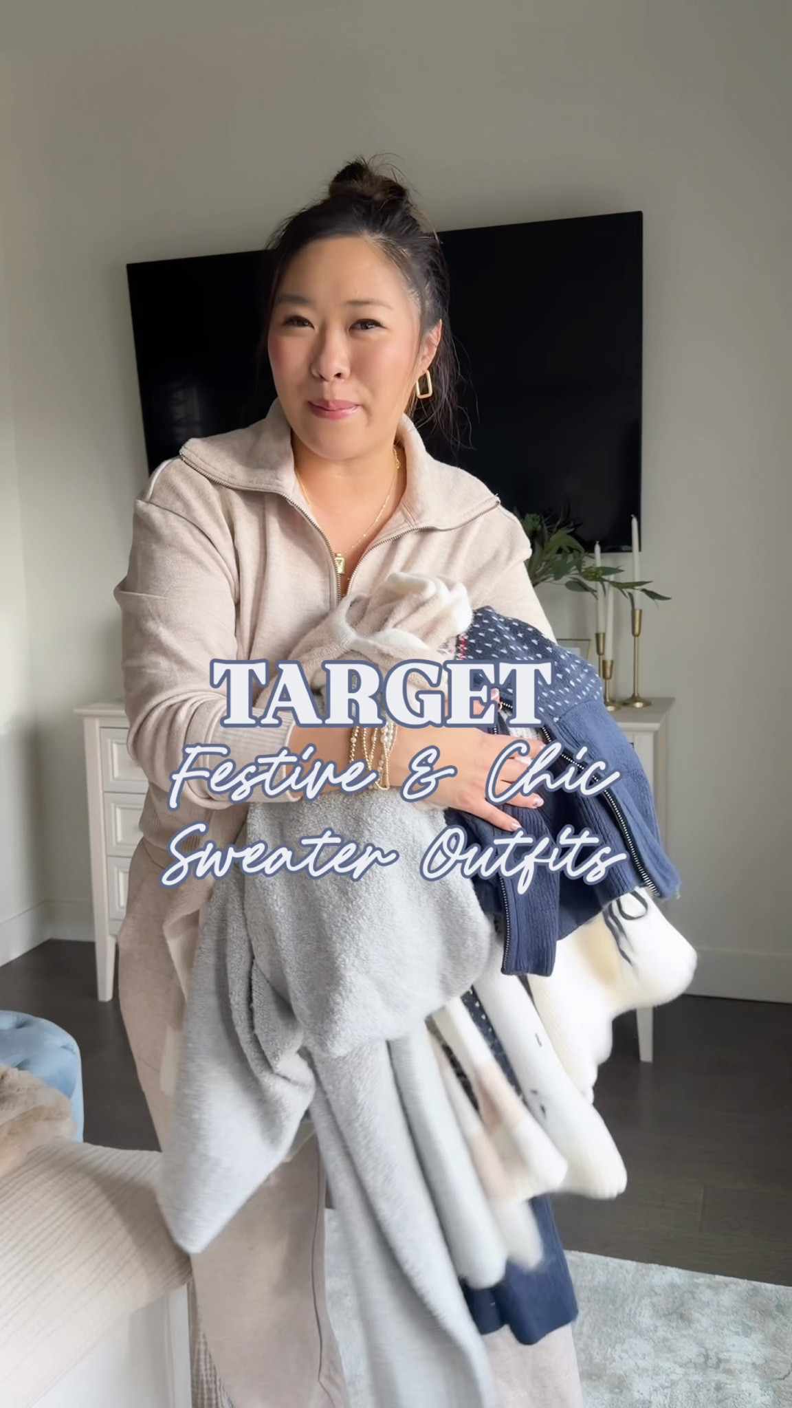 Target Festive & Chic Sweater Outfits
Size Medium in everything
except Nutcracker Half Zip: 1X
Skiier Half Zip: Large 