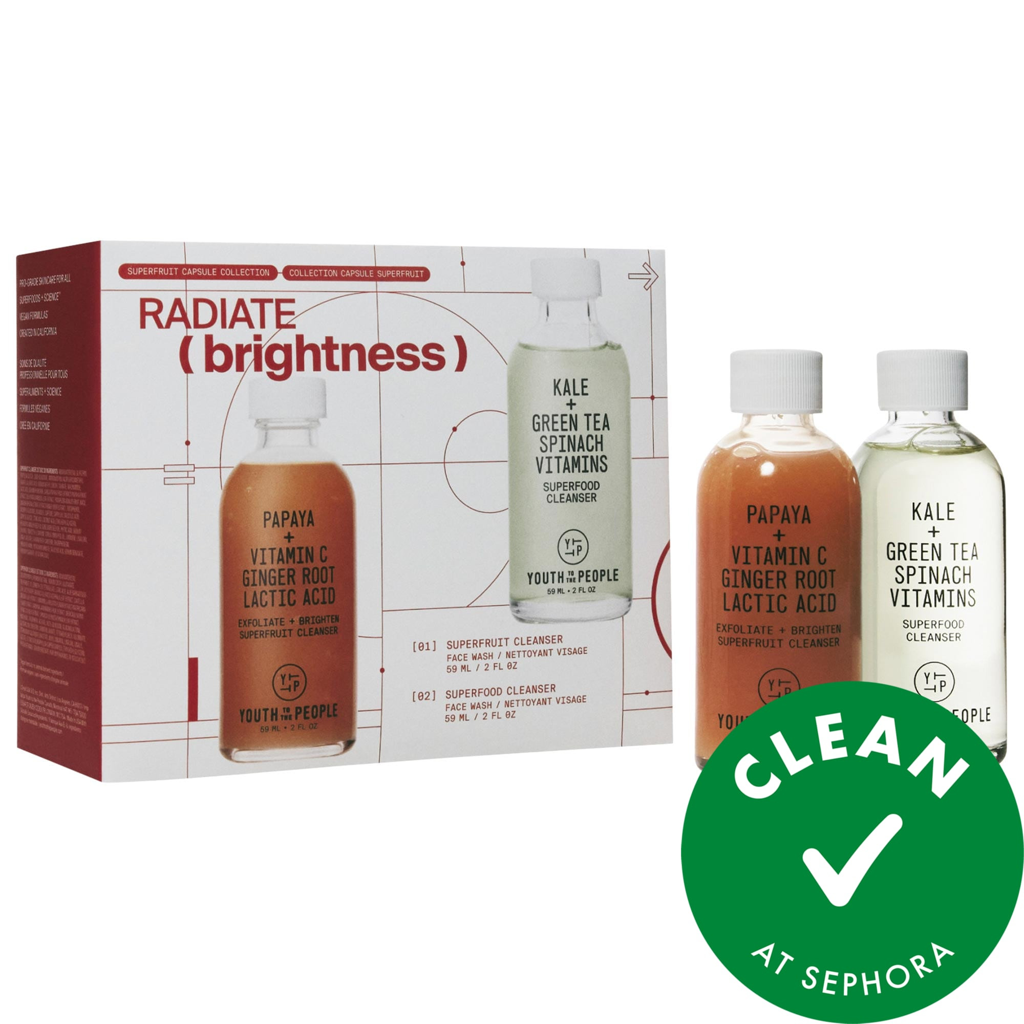 Youth To The People Radiate Brightness with Superfood + Superfruit Cleanser Duo Brightening Skincare Gift Set | Sephora (US)