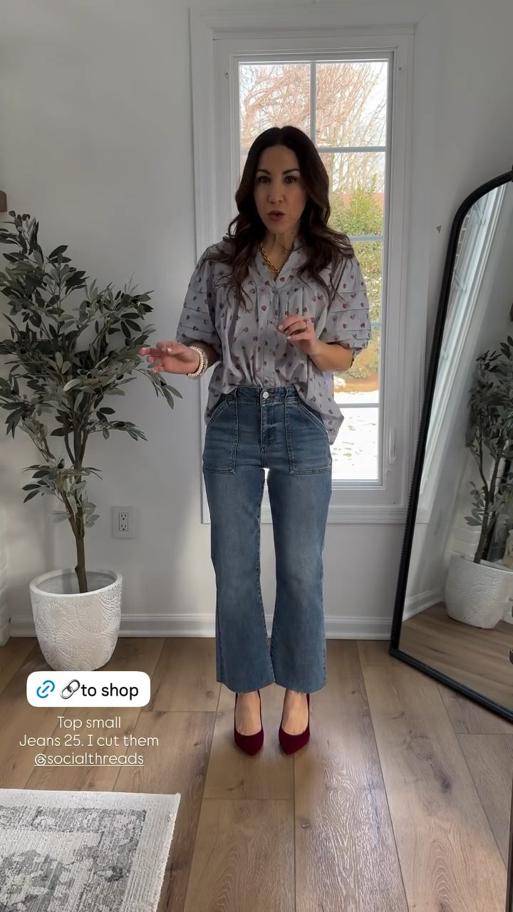 Small top. Jeans 25. I cut them. Valentine’s Day outfit.

#LTKOver40 #LTKValentine
