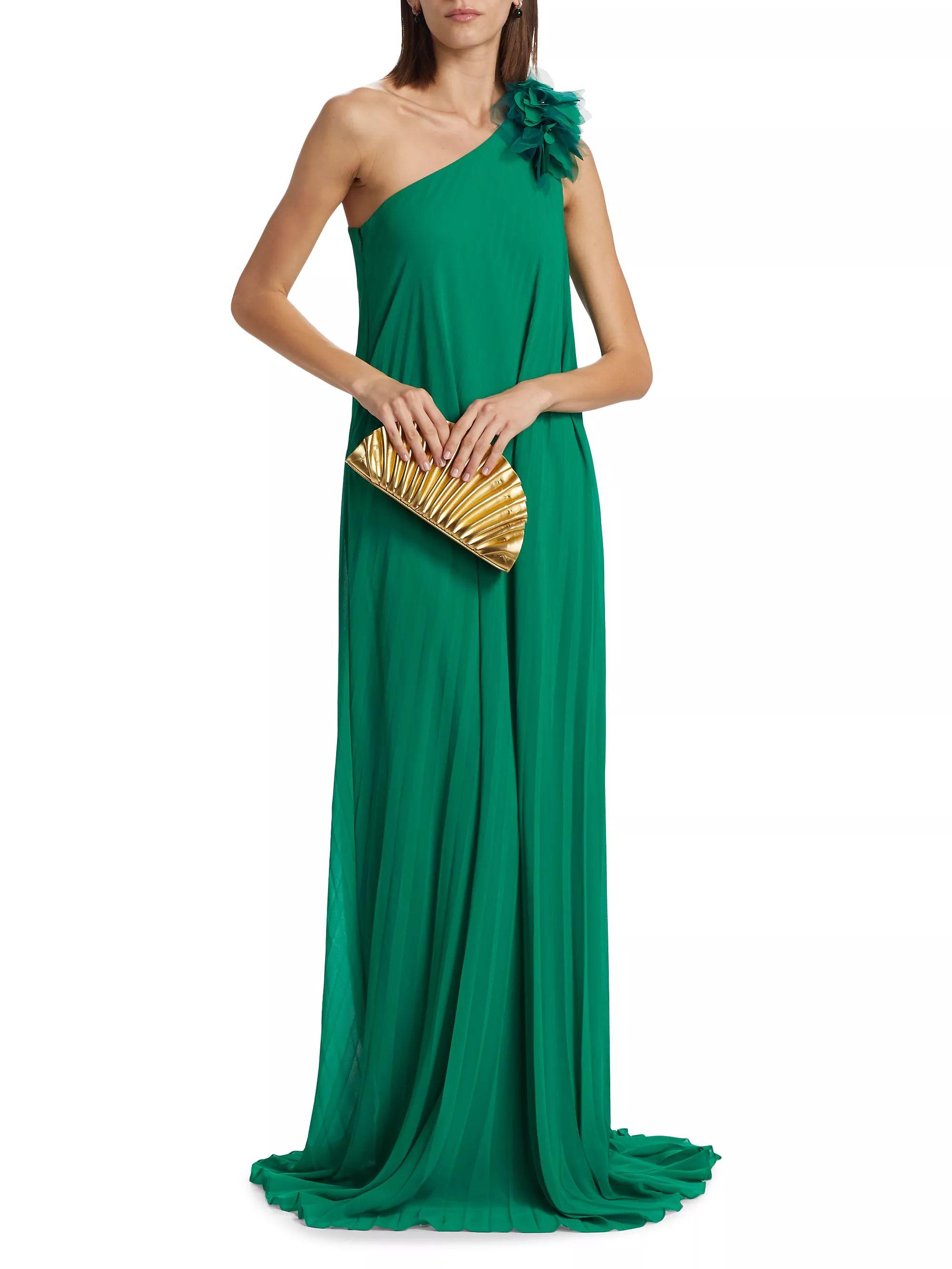 Pleated Georgette One-Shoulder Gown | Saks Fifth Avenue