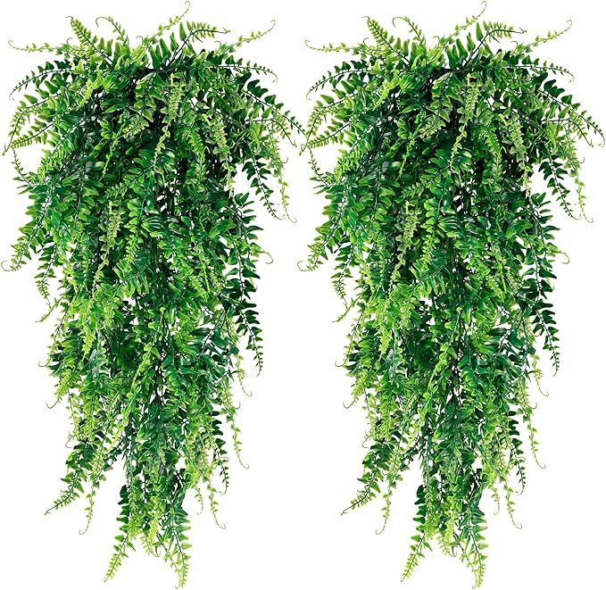 Sggvecsy 4 Pack Artificial Hanging Plants Fake Hanging Plant Faux Hanging Boston Ferns Fake Ivy V... | Amazon (US)