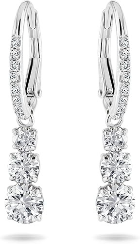Swarovski Stilla Attract Trilogy Drop Pierced Earrings with White Crystals on a Rhodium Plated Se... | Amazon (US)