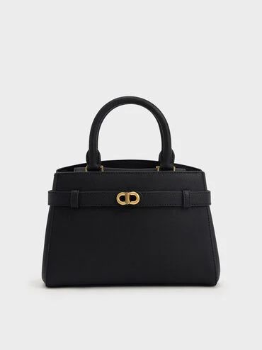 Aubrielle Metallic-Accent Belted Bag
 - Black | Charles & Keith CA