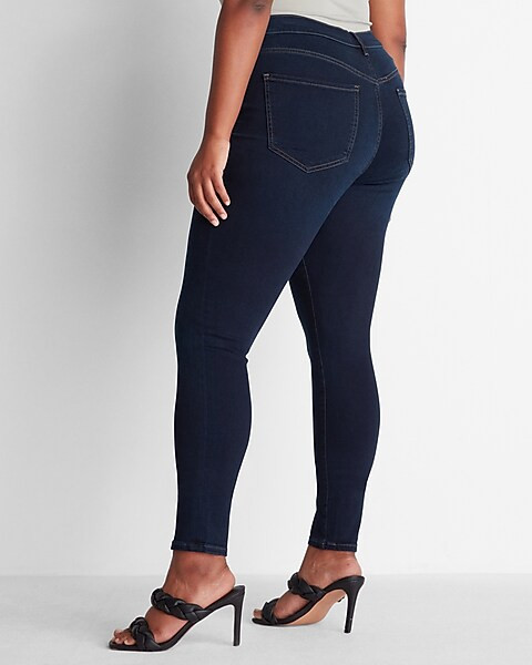 High Waisted Dark Wash Supersoft Skinny Jeans | Express