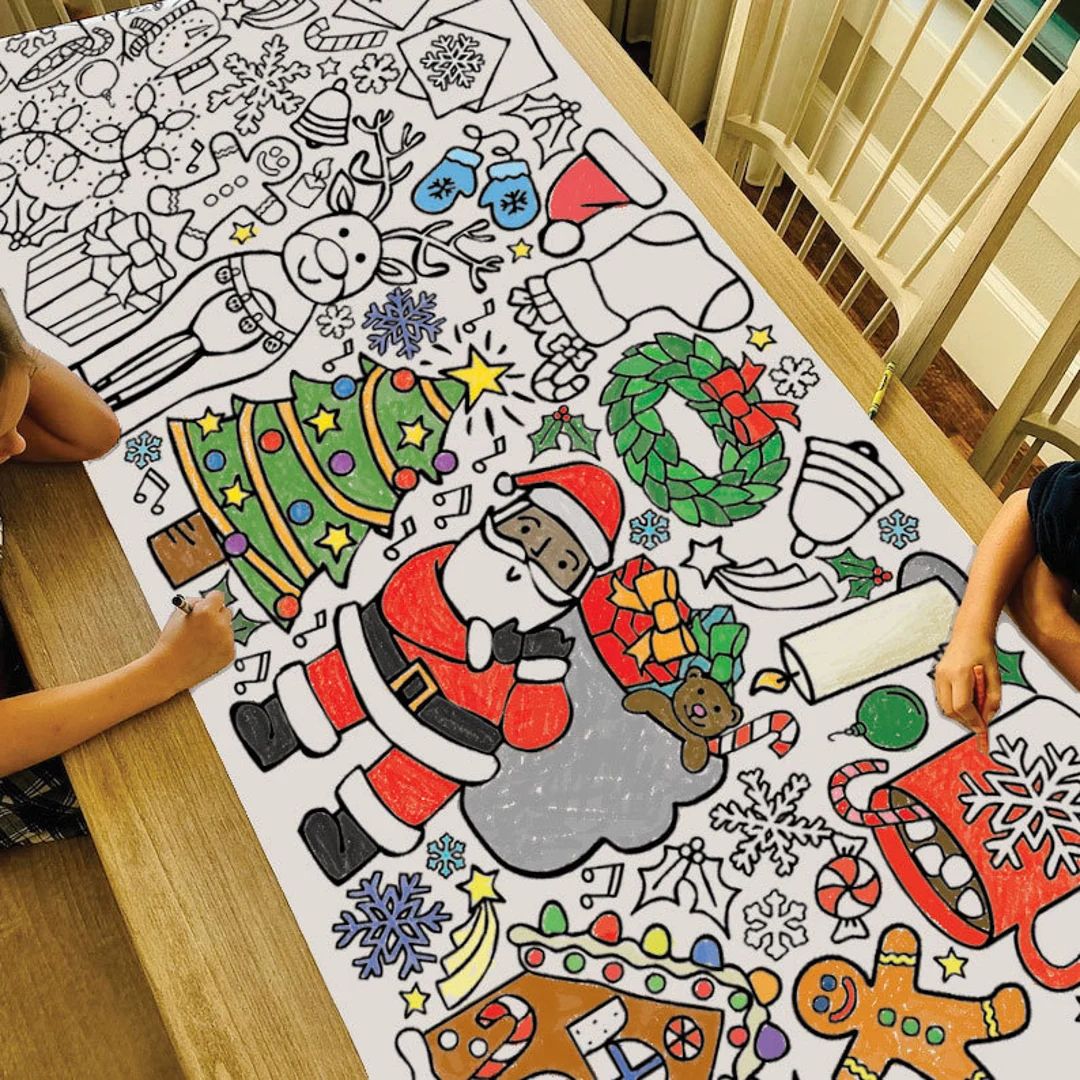 GIANT Christmas Coloring Poster or Table Cover | Paper Holiday Tablecloth for School Parties | Wi... | Etsy (US)