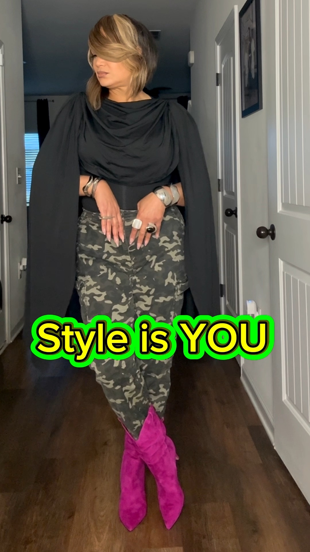 Own your style by curating your creativity.  This style is inspired by Me!  I love to be different and pair clothing items together for a distinctive look.  #fashion #creative #style #womenover50 #chic #sexy #trending #bold #statement #boots #fallfashion #trendsetter #capetop #camouflage #joggers #boots #trendy #ootd #styleinspo #brunch #lunch #ninewest #amazon #styleinspo

#LTKHoliday #LTKootd #LTKOver40