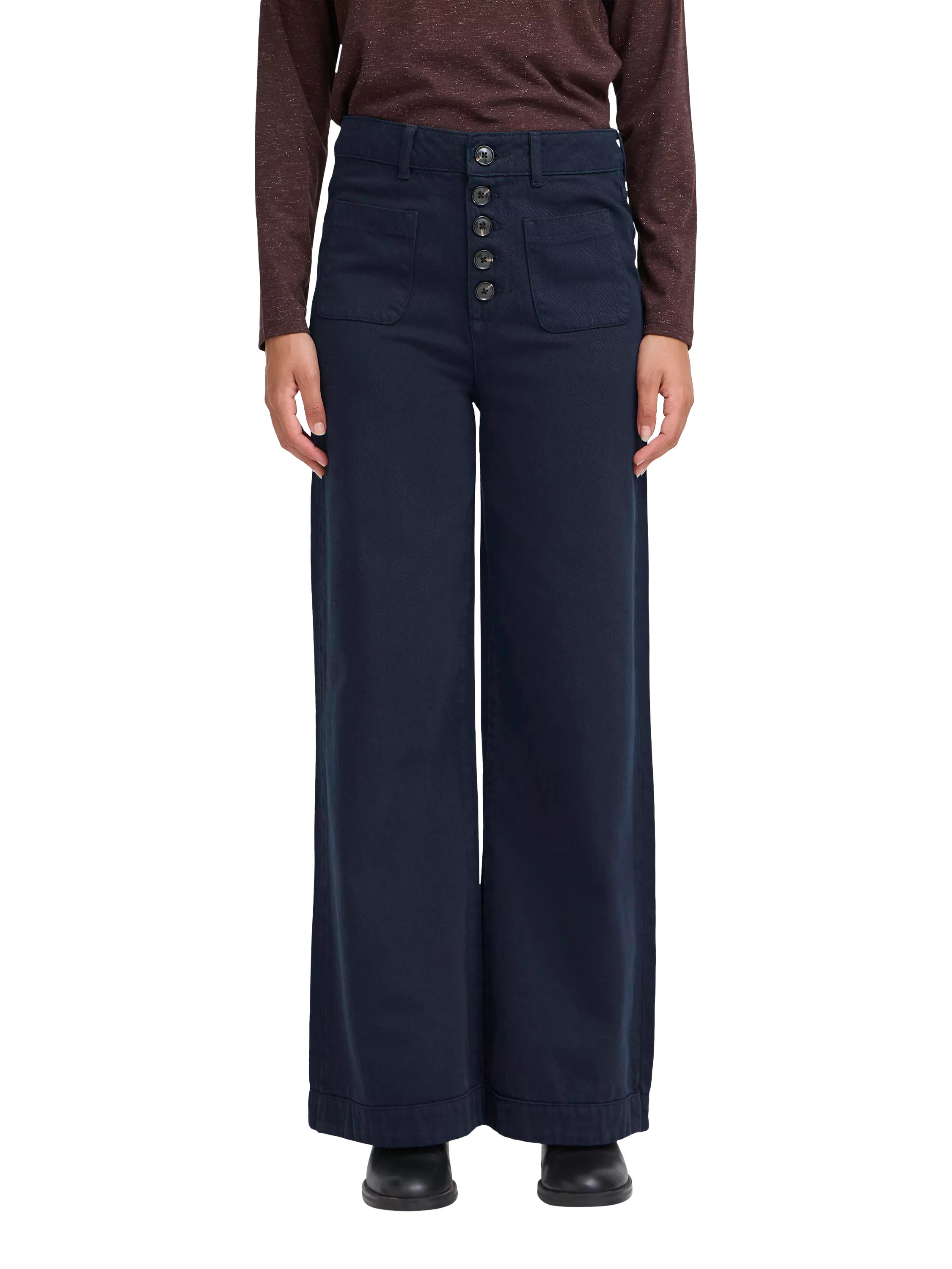 ICHI Hezano Wide Leg Jeans, Dark Navy | John Lewis (UK)