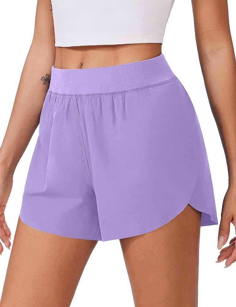 PINSPARK Womens Running Shorts High Waisted Athletic Shorts Quick Dry Exercise Workout Shorts wit... | Amazon (US)