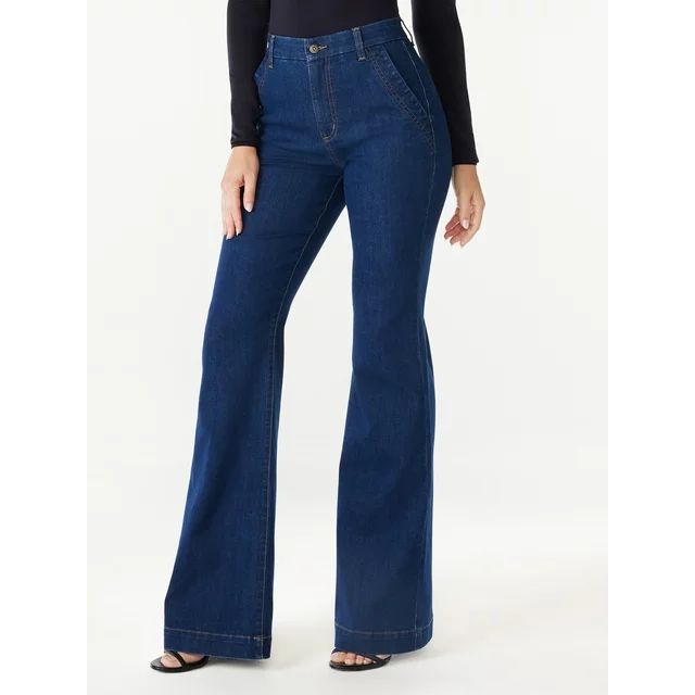 Sofia Jeans Women’s Flare Trouser High-Rise Jeans, 30.5" inseam | Walmart (US)