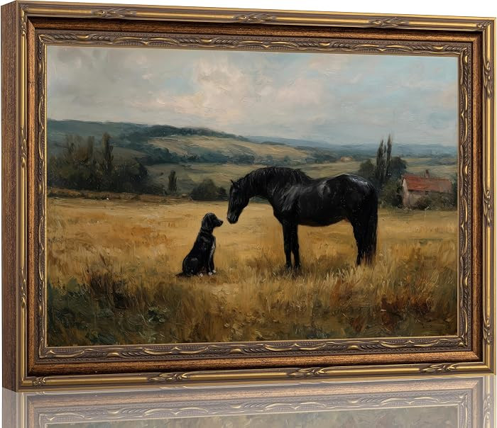 Kouserlin Vintage Horse & Dog Framed Wall Art Equestrian Wall Decor 12\u00d716In | Amazon (US)