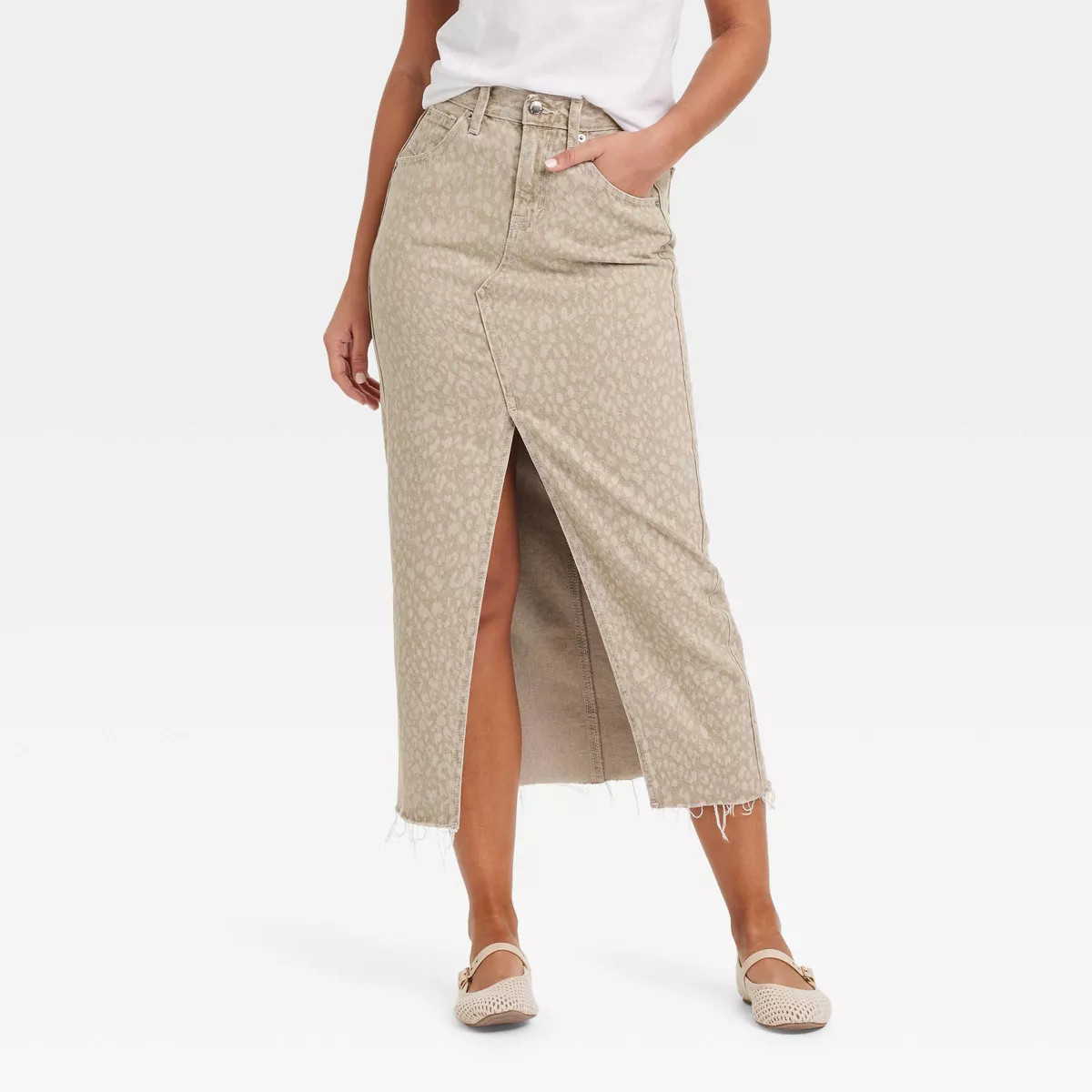 Women's Denim Maxi Skirt - Universal Thread™ Light Leopard | Target