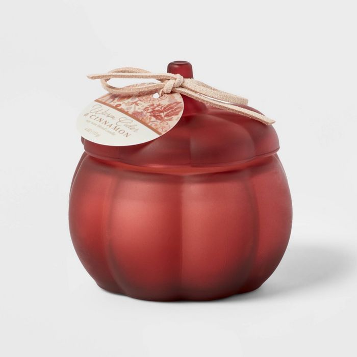 Mini Pumpkin Warm Cider and Cinnamon Red Marsala Candle - Threshold™ | Target