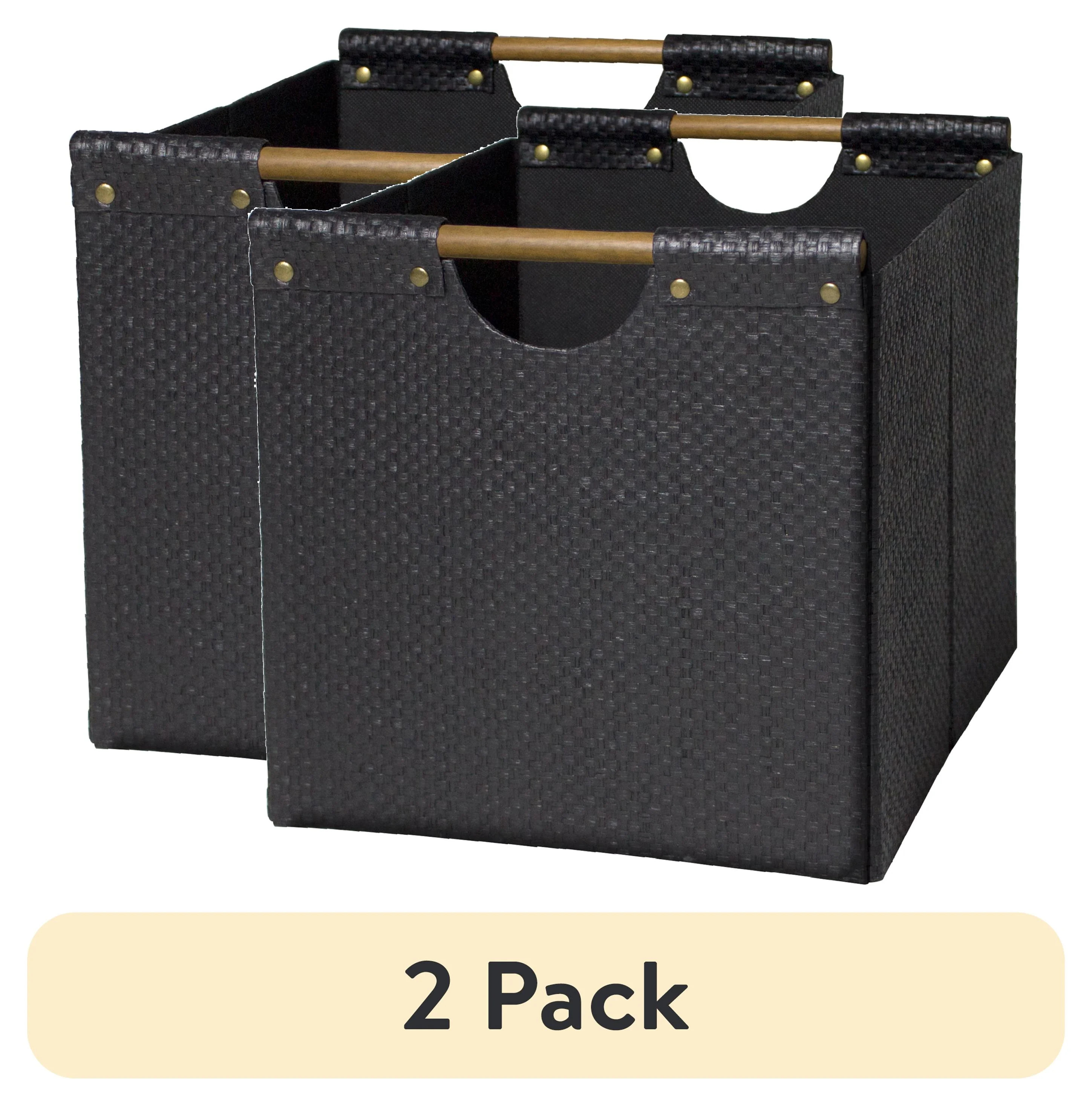 (2 pack) Better Homes & Gardens Collapsible Woven Cube Storage Bin, Black | Walmart (US)