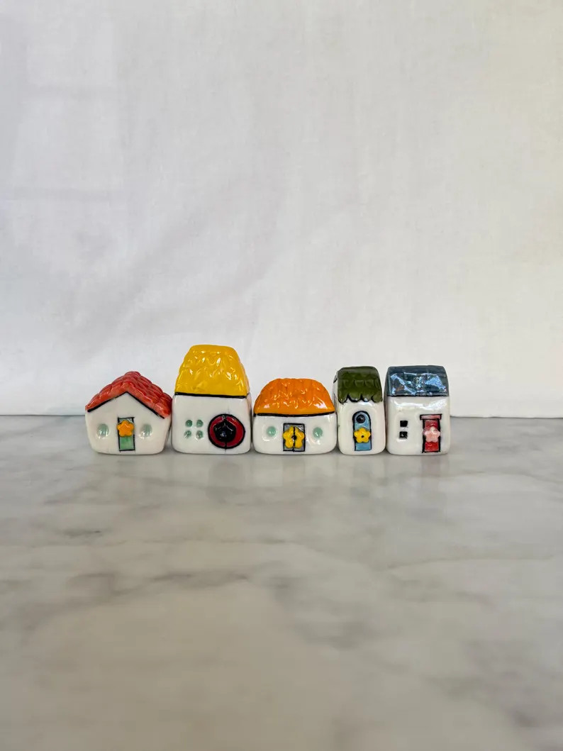 Handmade Ceramic Porcelain House Set, Colorful and Whimsical Miniature Houses, Pottery Houses, On... | Etsy (US)