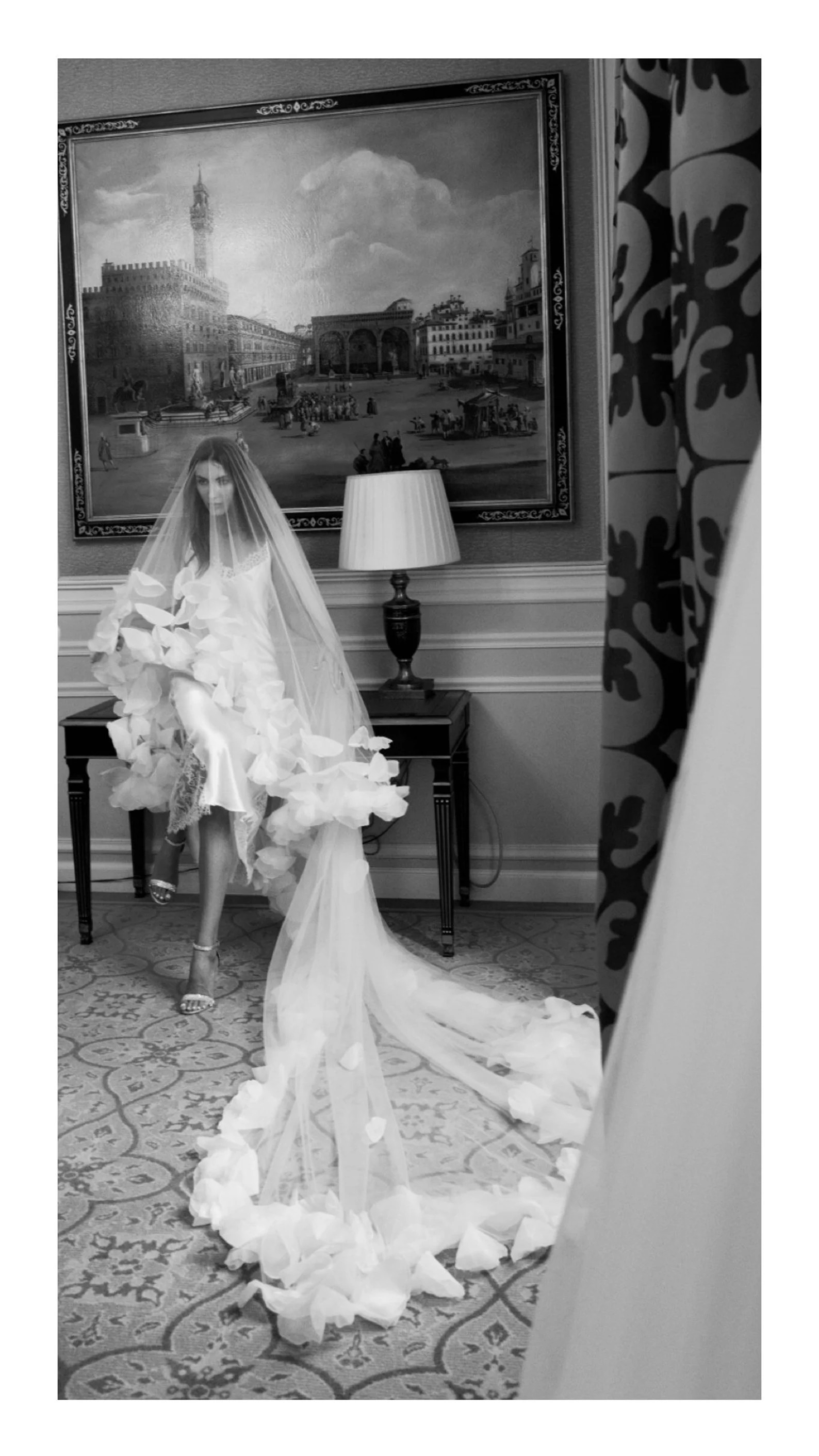 Floral Two Tier Wedding Veil/ Cathedral Wedding Veil / Dramatic Wedding Veil / Bridal Veil / Flow... | Etsy (US)