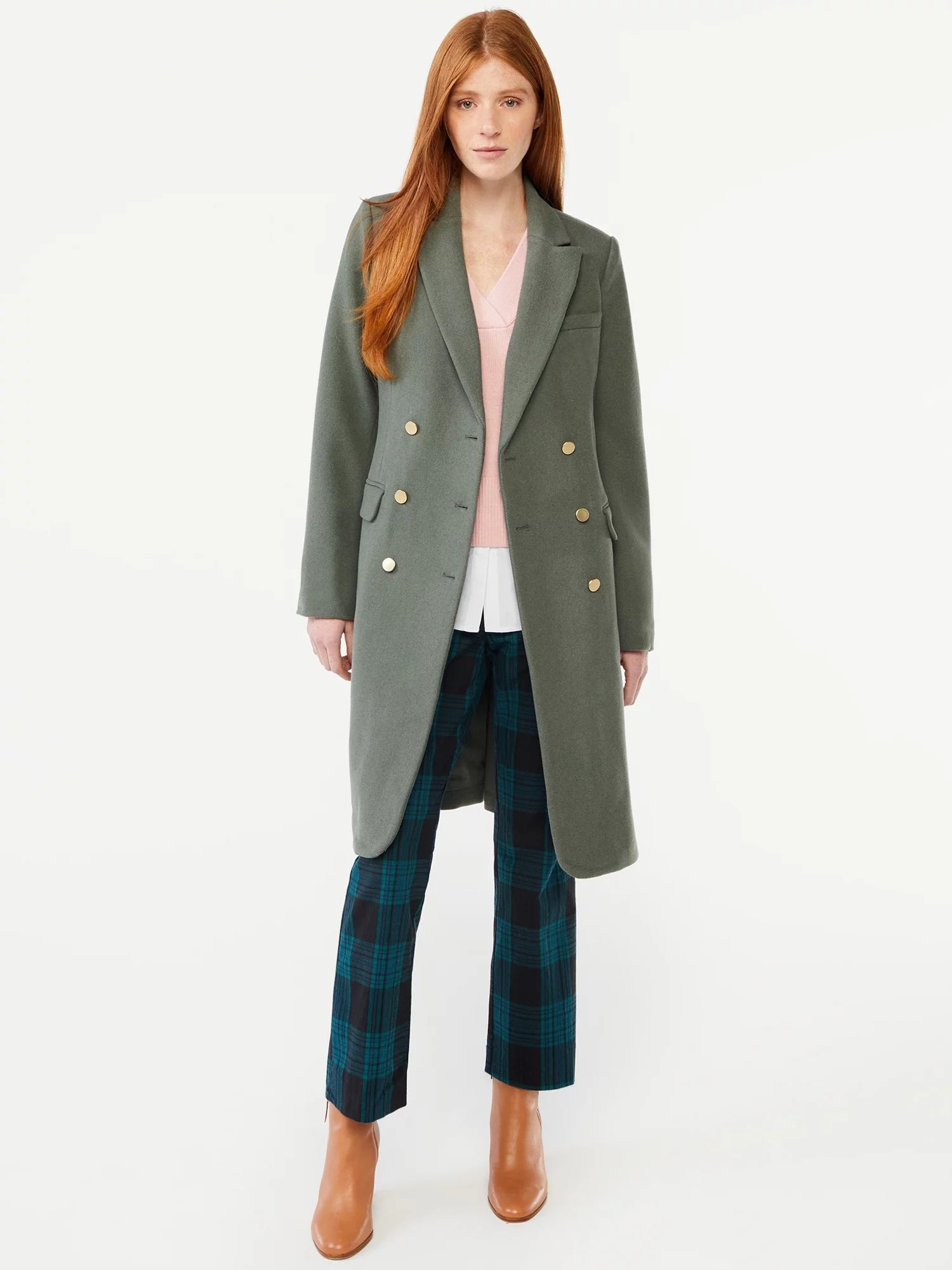Free Assembly Women's Double Breasted Coat, Midweight | Walmart (US)