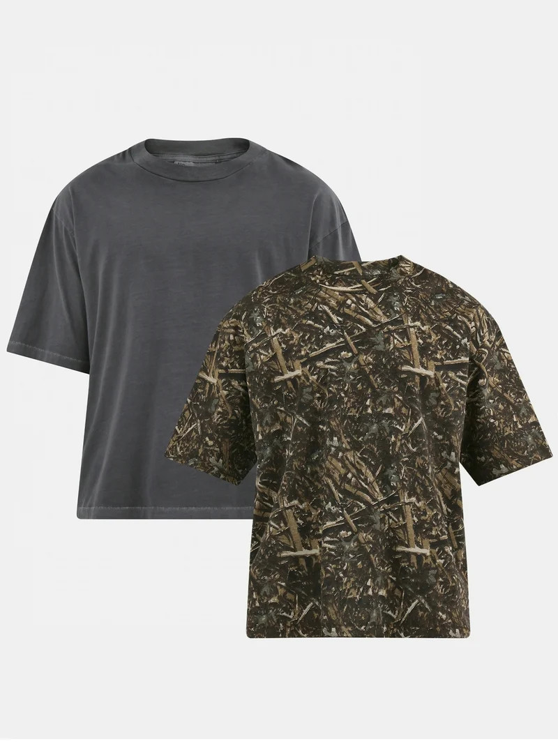 No Boundaries Boxy Cropped Tee, 2-Pack, Men's and Big Men's | Walmart (US)