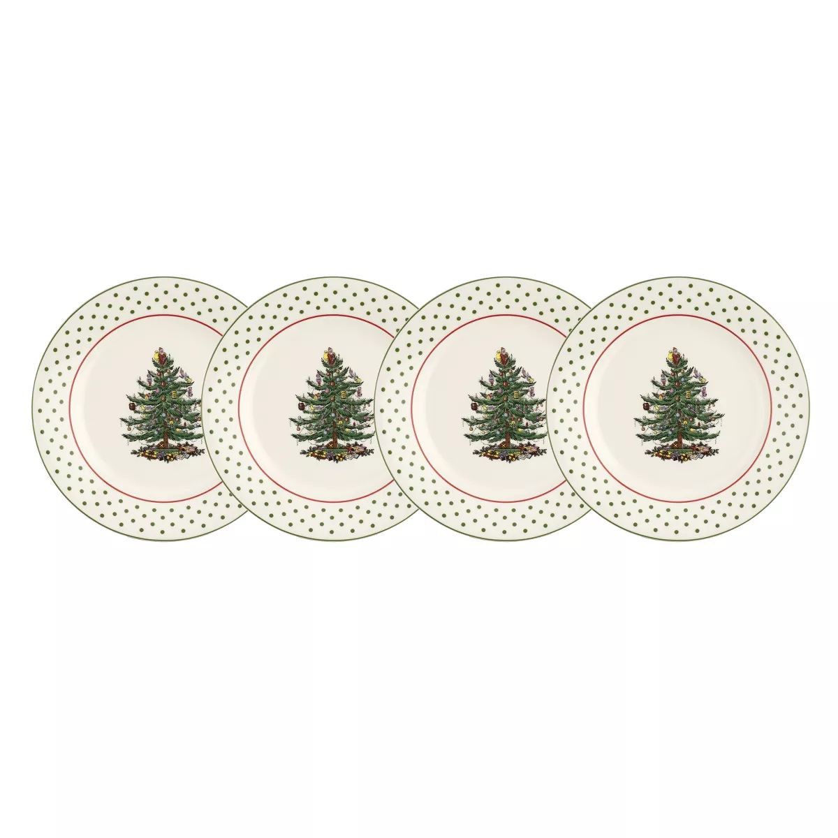 Spode Christmas Tree Polka Dot Dessert Plates, Set of 4  - 8 Inch | Target