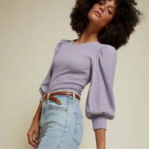 [nation ltd] 100% pima cotton smocked puff sleeve top lavender XS | Poshmark