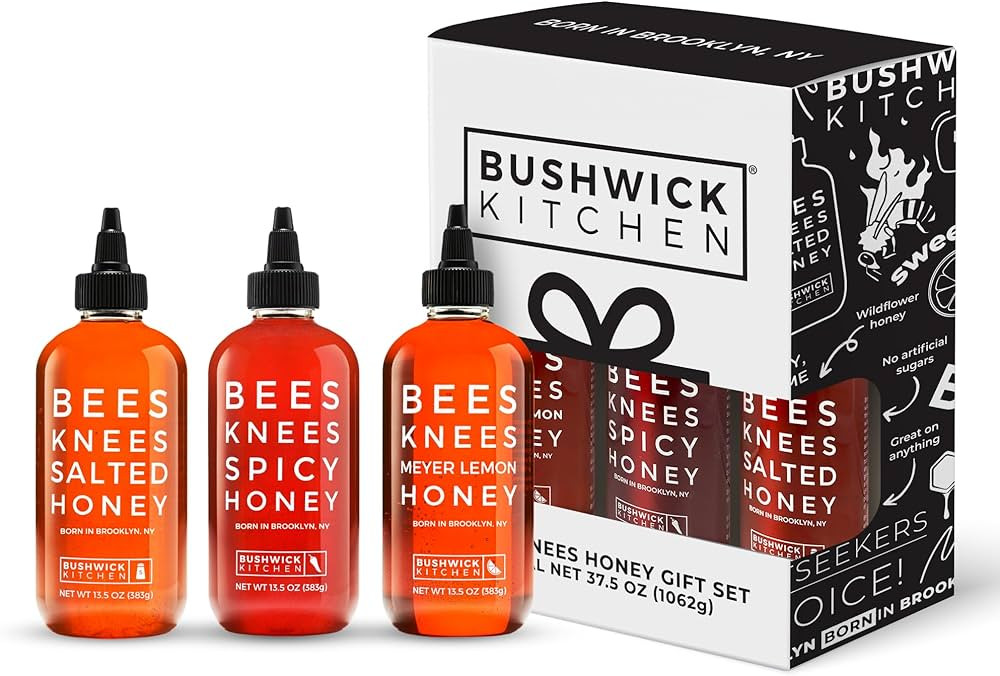 Bushwick Kitchen Bees Knees Honey Sampler Gift Box, Set Includes Spicy Honey, Meyer Lemon Honey, ... | Amazon (US)