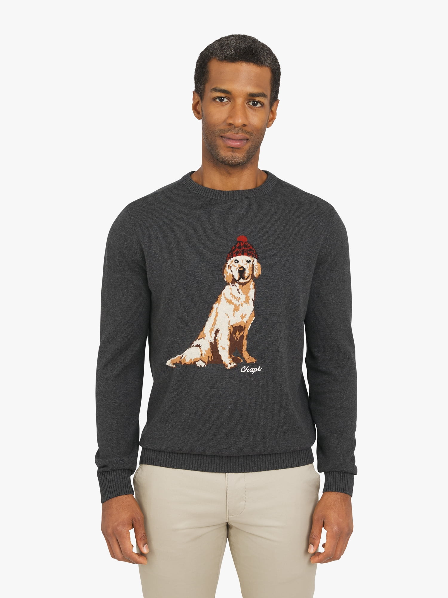 Chaps Men's & Big Men's Cotton Novelty Holiday Crewneck Sweater, Sizes S-3XL | Walmart (US)