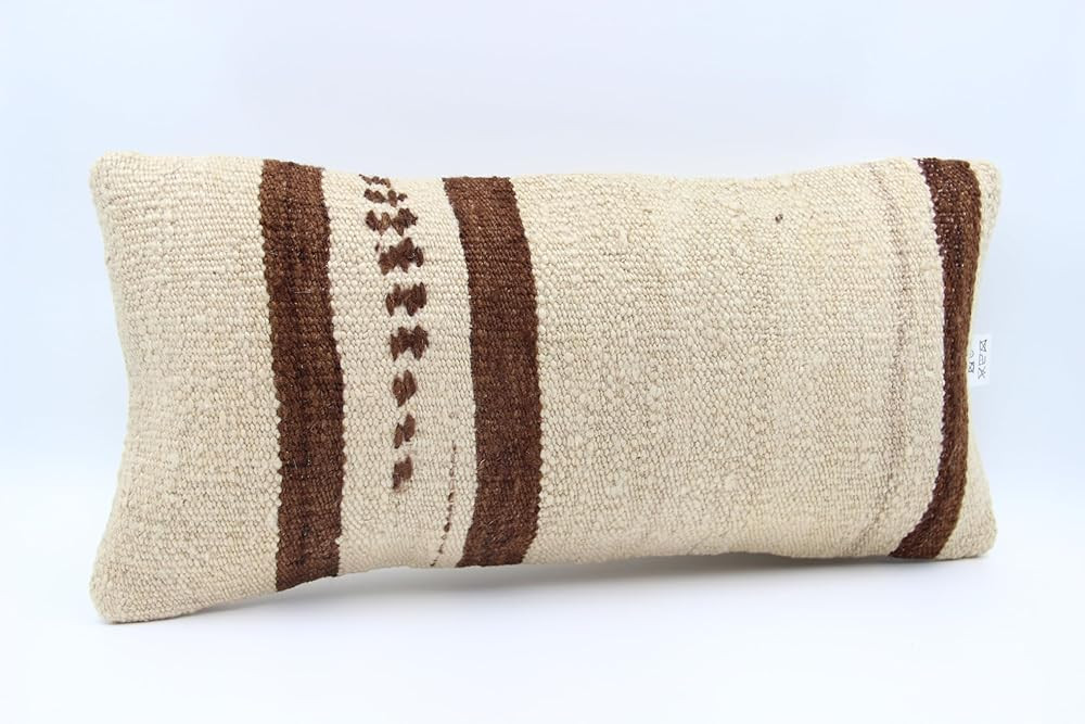 Handmade kilim pillow 10x20 inch Vintage farmhouse pillow striped Anatolian Boho design Turkish C... | Amazon (US)