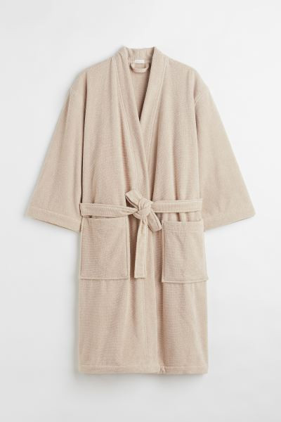Bademantel aus Frottee - Helles Khakigrün - Home All | H&M AT | H&M (DE, AT, CH, NL, FI)